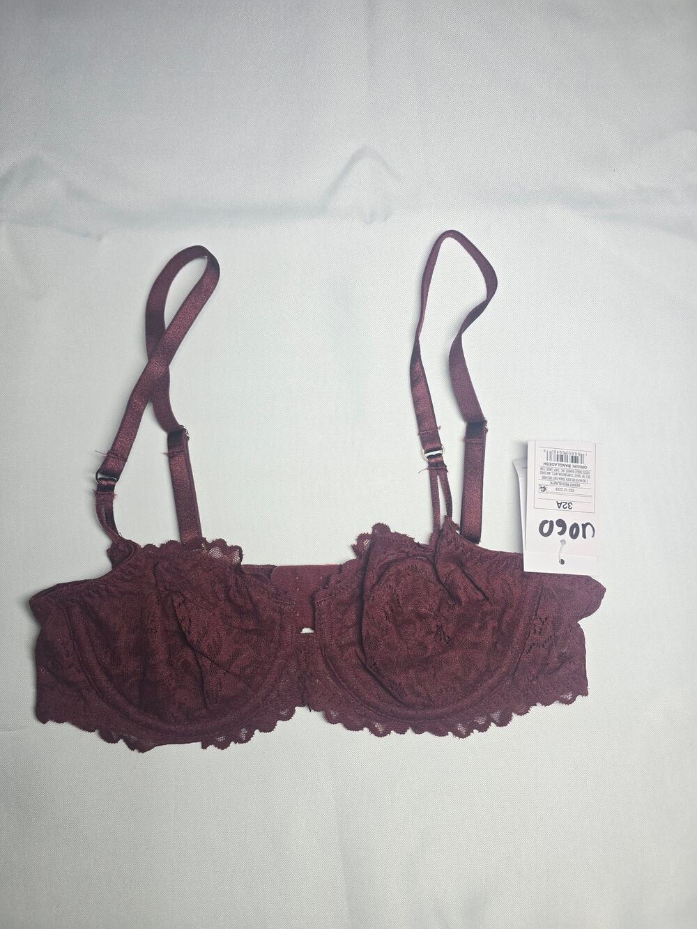 Auden Lace Unlined Balconette Underwire Bra Berry Red